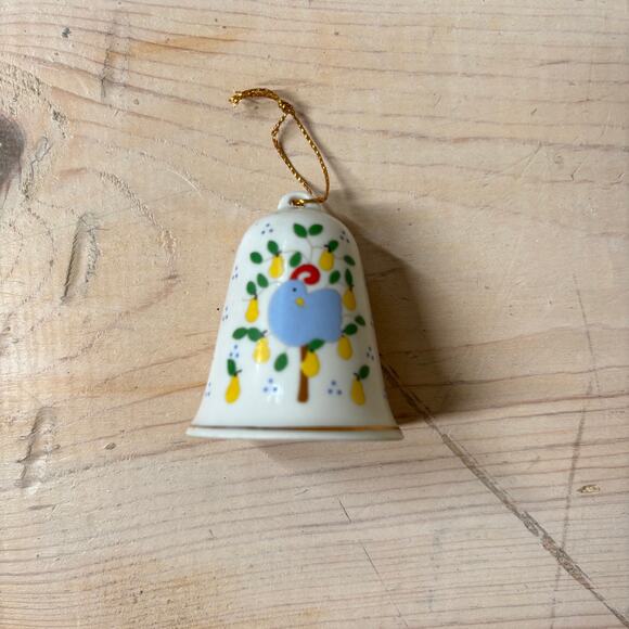 Lillian Vernon LVC Vintage 1988 Porcelain Christmas Bell Ornament Partridge Pear - Picture 1 of 7